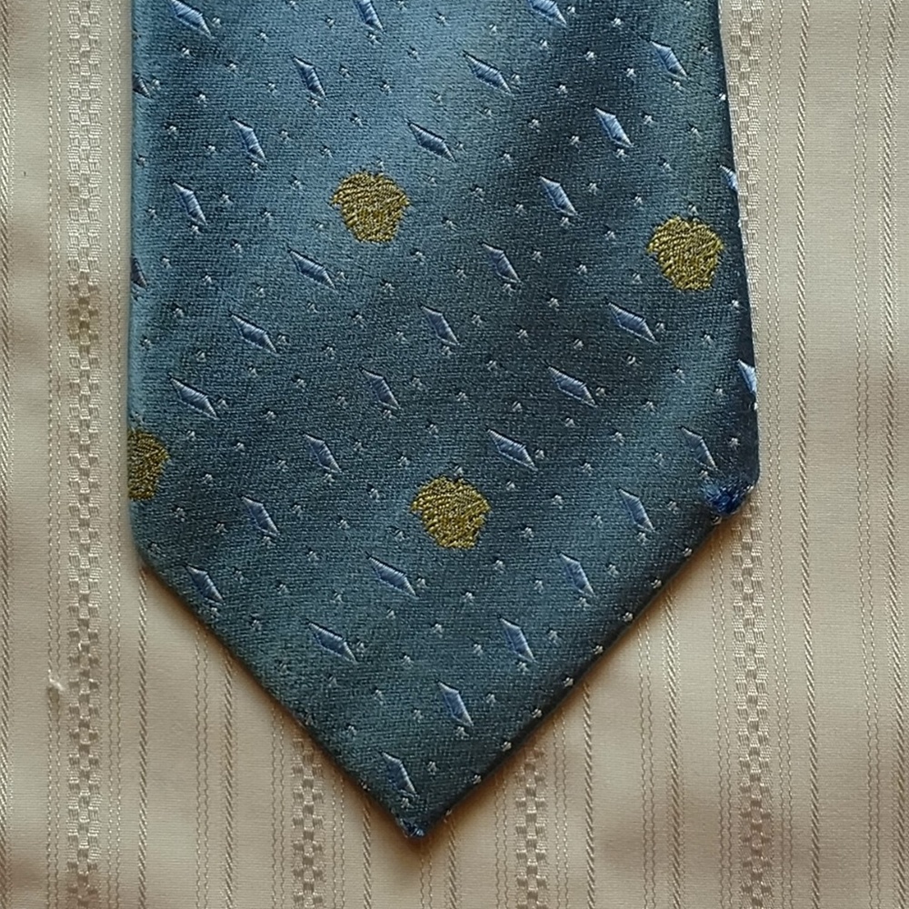 Vintage Gianni Versace Medusa Silk Tie, Blue-Gray
